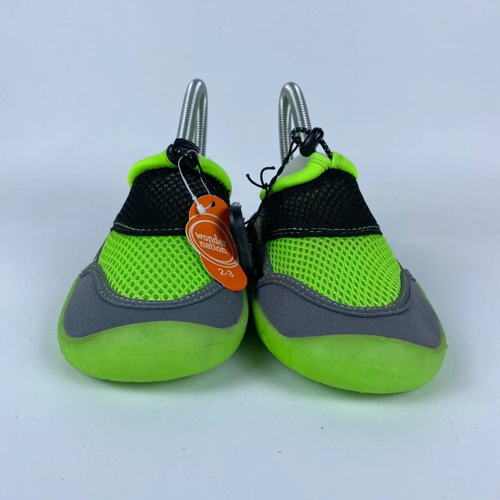Wonder Nation Water Swim Shoes Shoes Kids Size‎ 2-3 Green Black Gray Mesh Upper